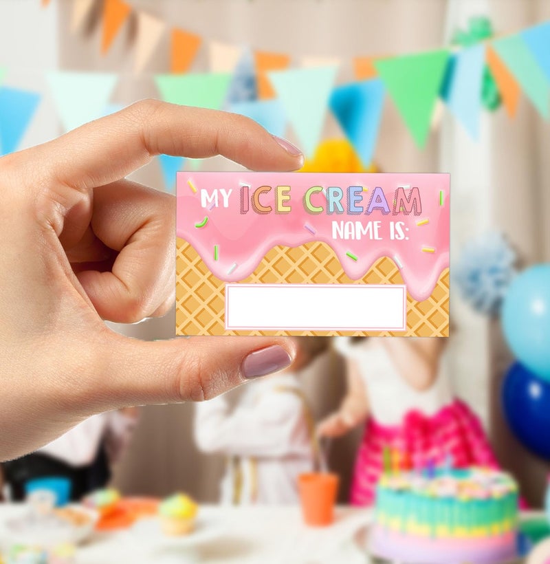 BirtDerr What's Your Ice Cream Name, Ice Cream Decorations for Birthday Party, 30PCS Sticker Name Cards for Birthday Party Supply - Image 3