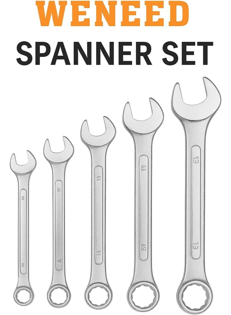 طقم مفاتيح عدة مزدوجة 5 قطع  أدوات يدوية متعددة الاستخدام للتصليح المنزلي والسيارات والأجهزة - Image 2