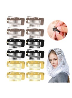 SYOSI Chunni Dupatta Clips with Safety Pin, 10-Teeth Strong Chunni Grip  Hair Clip, Hair Wig Clips For DIY Hair Extensions, Easy to use with Dupatta,  Hijab & Tikka Setting (12 PCS Mixed