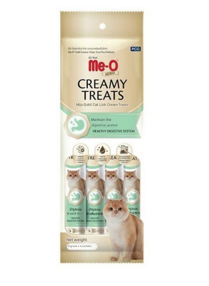 Me-O Gold Creamy Treats Tuna Healthy Digestive System Cat Treat 4 X 15 G - Image 1