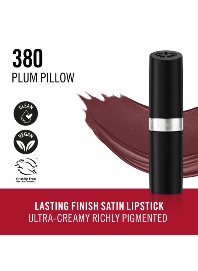 RIMMEL LONDON Lasting Finish Satin Lipstick - 380 - Plum Pillow, 4g - Image 2