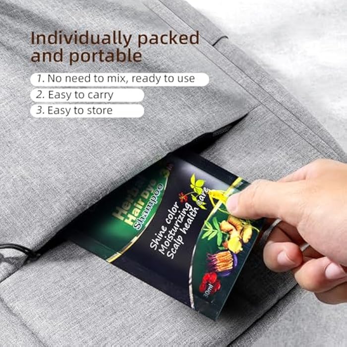 HUDABABY Black Hair Dye Shampoo 3 in 1 for Women/Men Hair Color, Herbal Natural Dye Cover Gray Grey Coverage Permanent Instant | Easy to Use | Travel Size (Black) - Image 2