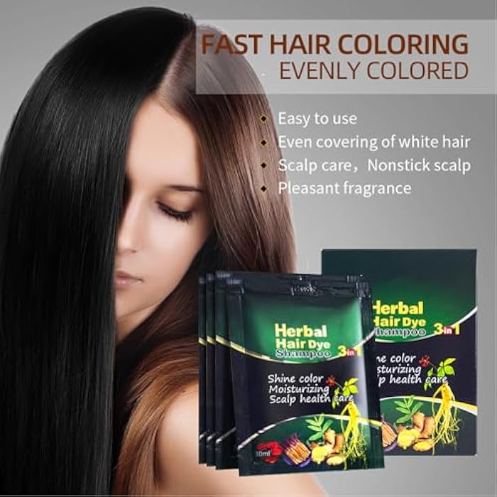 HUDABABY Black Hair Dye Shampoo 3 in 1 for Women/Men Hair Color, Herbal Natural Dye Cover Gray Grey Coverage Permanent Instant | Easy to Use | Travel Size (Black) - Image 3