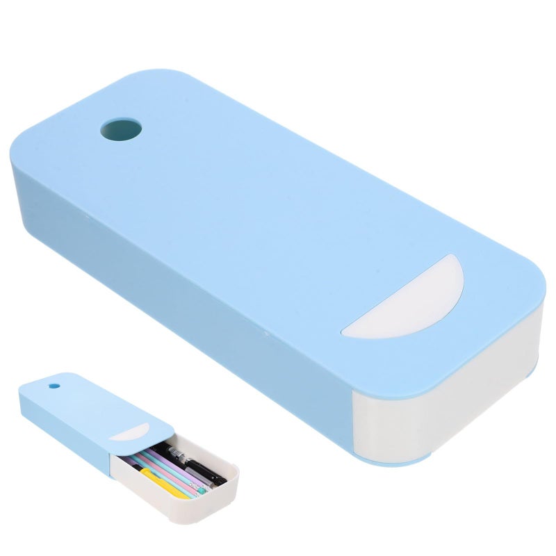 Blue Desk Drawer Organizer Pen Holder Sliding Storage Tray For Office Accessories - Image 2