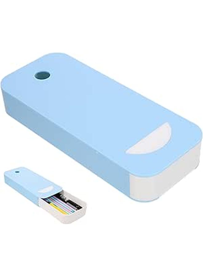 Blue Desk Drawer Organizer Pen Holder Sliding Storage Tray For Office Accessories - Image 1