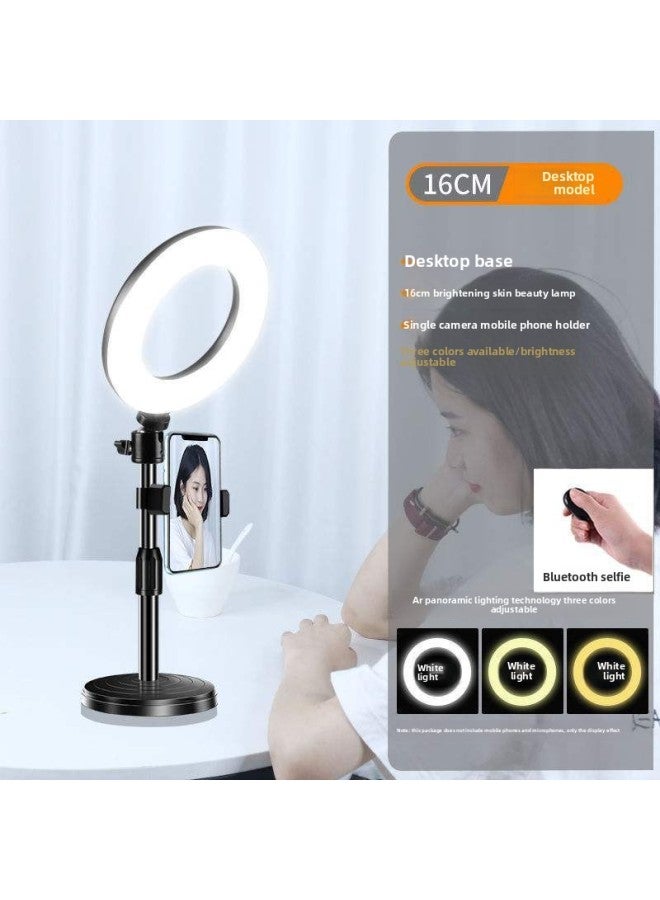 Mobile Phone Live Light Filling Net Red Light Photo Filling Desktop Photography Lamp Beauty Lamp Ring Light Filling Bracket Anchor Beauty-Specifications:Desktop Base Model + Single Camera + 16cm Fil - Image 1