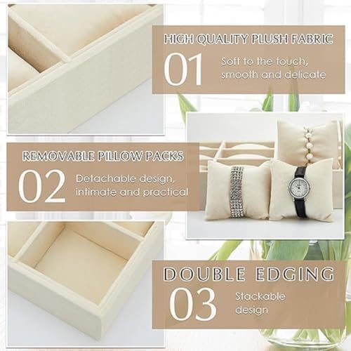 PANIXIA Velvet Watch Tray Jewelry Organizer 12 Grid Stackable Watch Organizer Trays Bracelet Bangle Watchs Display Holder For Watches Jewelry Organizer Storage for Drawer (12 Slot Jewel Tray) - Image 4