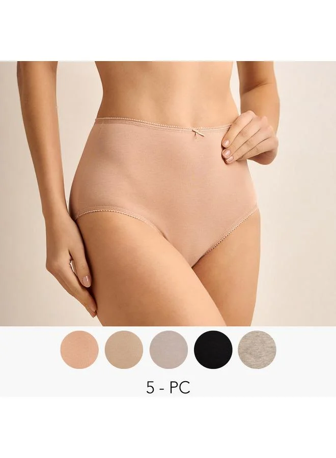 Set of 5   Full Briefs High Waist with Bow Detail