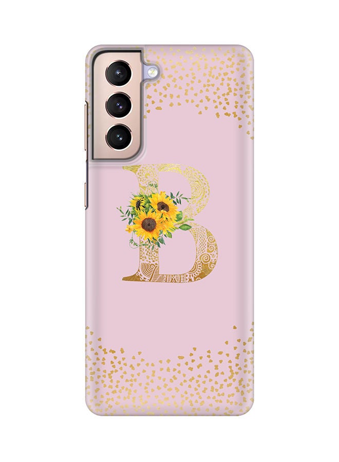 Stylizedd Monogram Slim Cover for Samsung Galaxy S21 Plus 5G Case Custom Initials Letter Floral Pattern Snap Series Mobile Cover Matte Alphabet  - B (Pink) - Image 1