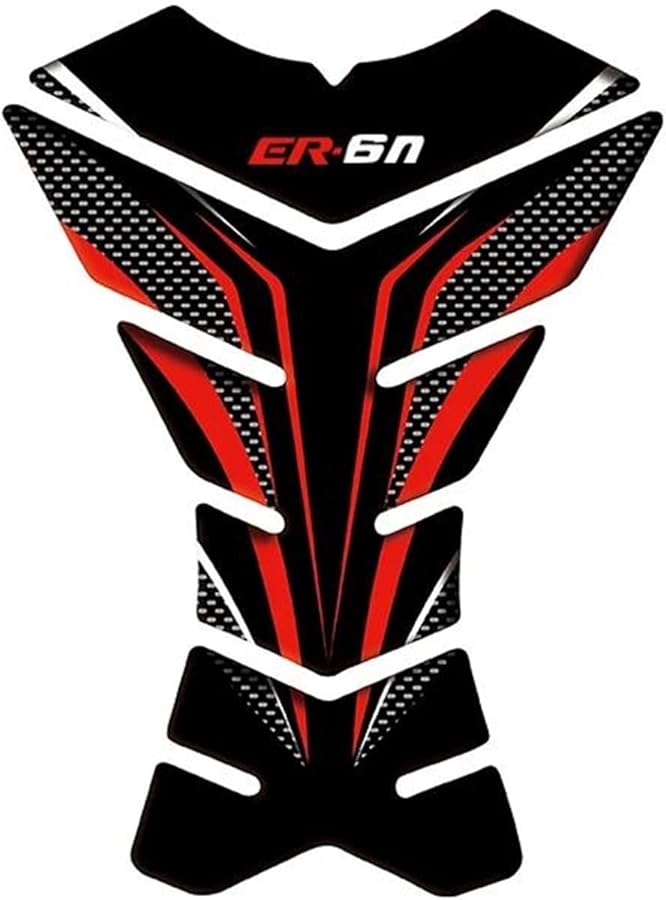 درع وملصق خزان دراجة نارية كاواساكي ER6N ER 6N بمظهر الكربون باللون الأحمر - Image 1