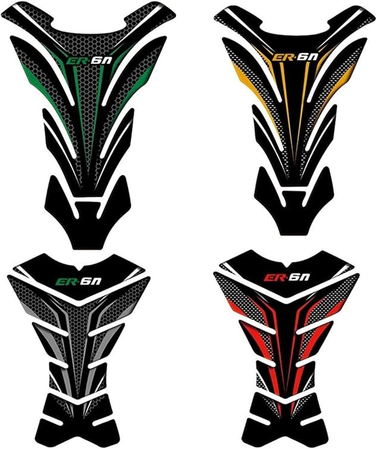 درع وملصق خزان دراجة نارية كاواساكي ER6N ER 6N بمظهر الكربون باللون الأحمر - Image 3