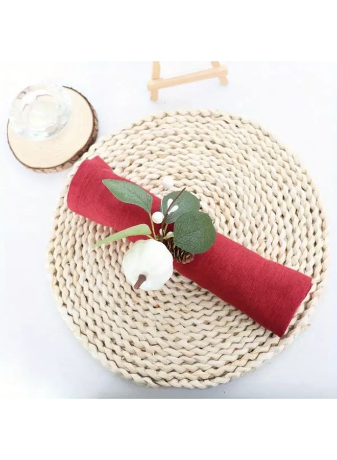 White Pumpkin And Eucalyptus Leaf Napkin Ring Autumn Thanksgiving Table Decor - Image 5