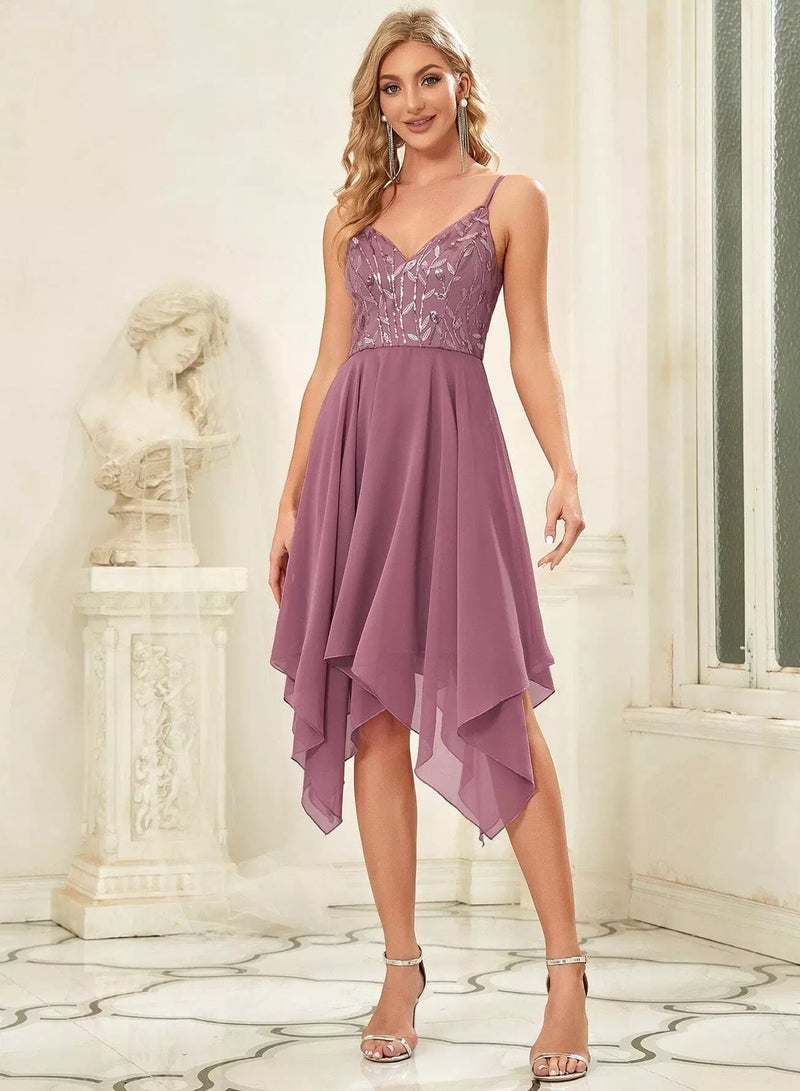 Sequin Decor Hanky Hem Chiffon Cami Dress - Image 3