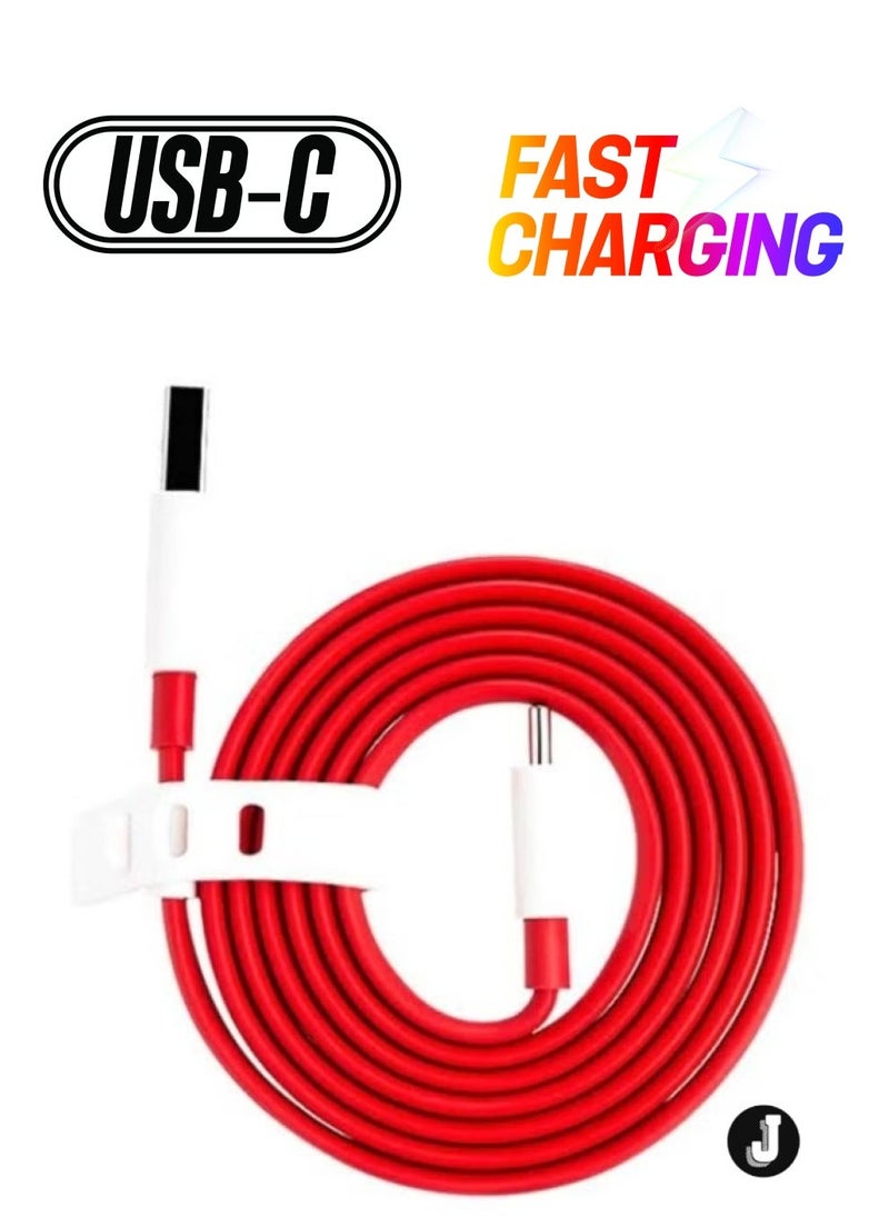 JAJEEK "New Type-C Charging Cable – Red/White, Fast Charging & Data Transfer" - Image 1