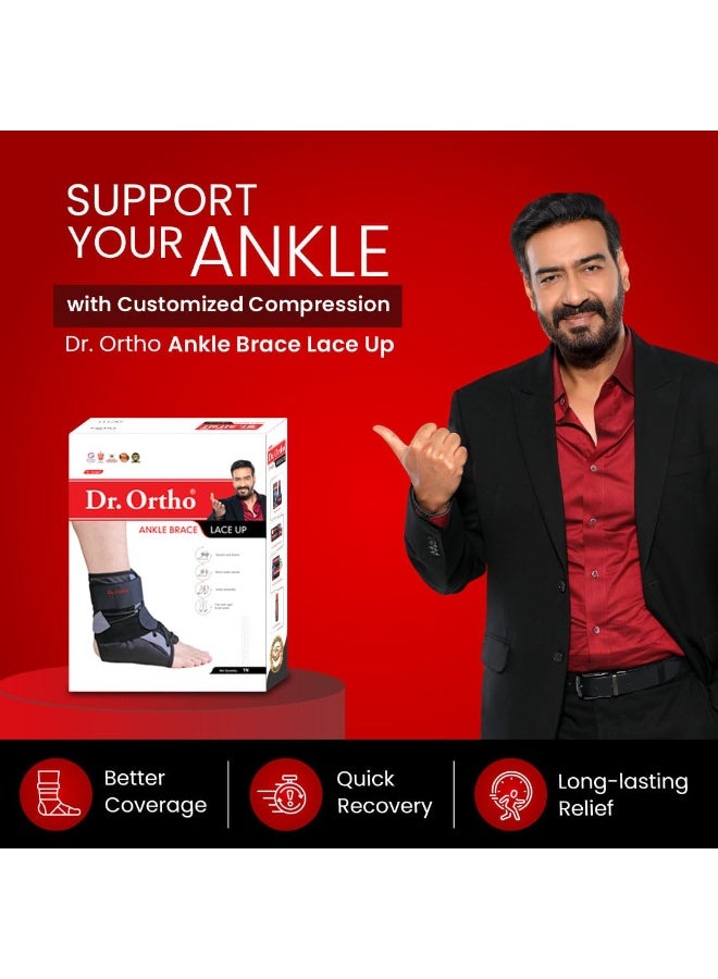 Dr. Ortho Dr.Ortho Ankle Polyester Brace Lace Up With Adjustable Strap, Minor Injury Recovery, Tendonitis, Sprains & Strains, Wrap For Men & Women - Extra Large - Image 2