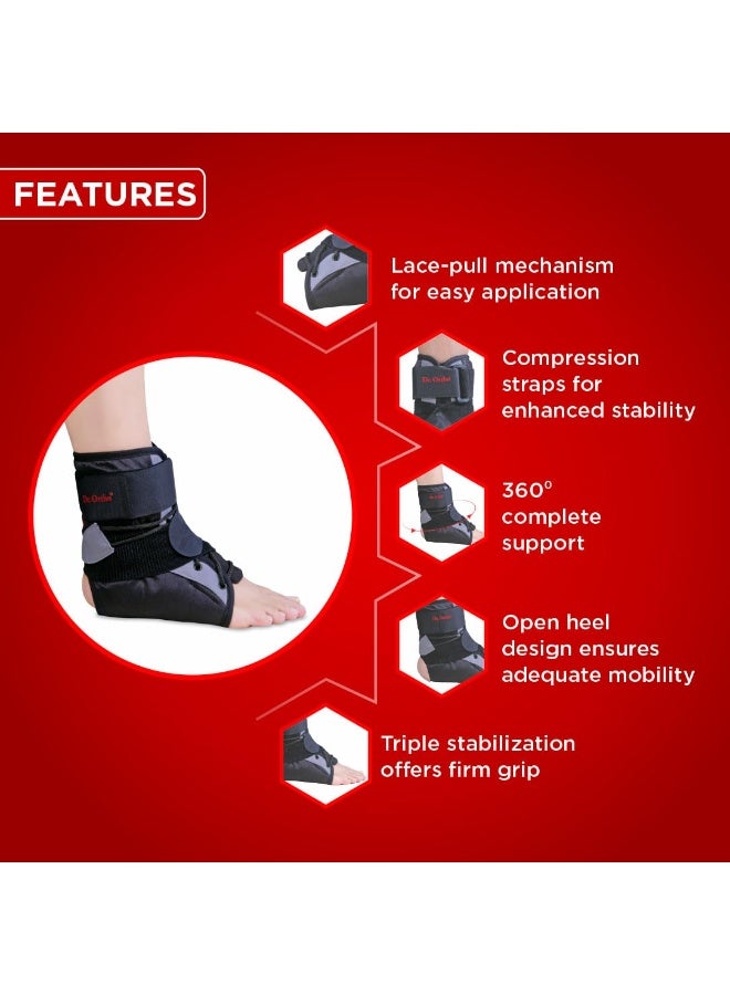 Dr. Ortho Dr.Ortho Ankle Polyester Brace Lace Up With Adjustable Strap, Minor Injury Recovery, Tendonitis, Sprains & Strains, Wrap For Men & Women - Extra Large - Image 4