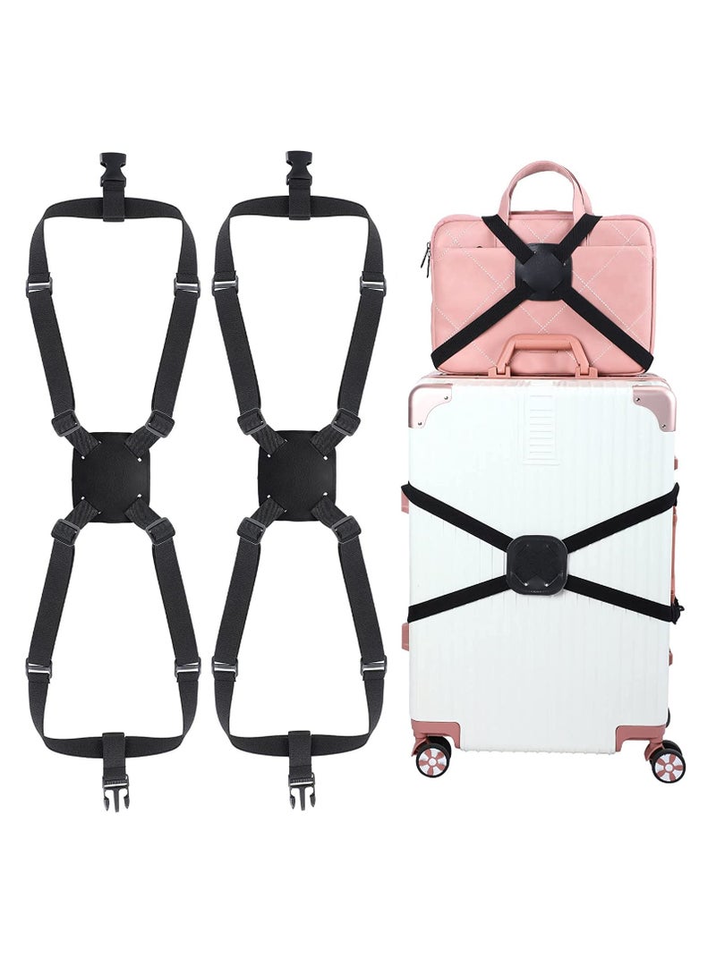 SOLARAE Luggage Straps Bag Bungees Luggage Straps Suitcase Adjustable Belt Bag Bungees for Add a Bag Easy to Travel Suitcase Elastic Strap Belt with Buckles for Men Women Travel Carry Accessories 2 Pieces - Image 1