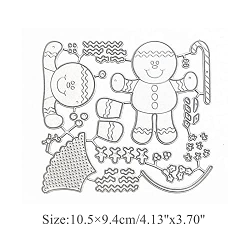 hinana 2Pcs Christmas Gingerbread Man Metal Die Cuts, Candy Cone Couple Ginger Doll Cutting Dies Cut Stencils for DIY Scrapbooking Photo Decorative Embossing Paper Dies for Scrapbooking Card Making - Image 2