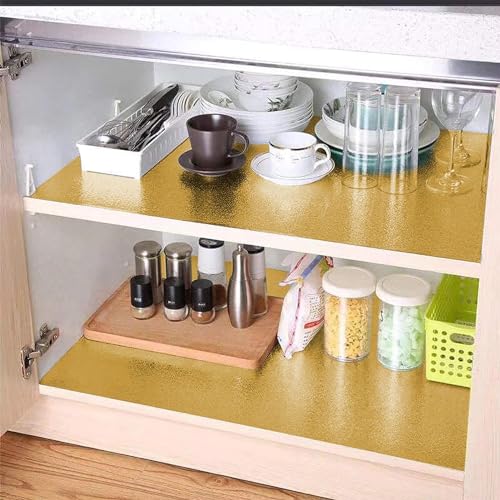 HOMSUN Kitchen Wallpaper Oil Proof Sticker Backsplash Aluminum foil Heat Self-Adhesive Paper Waterproof Peel and Stick Wallpapet Contact Paper for Kitchen,Table (2 Feet x 4 Feet, Gold Texture) - Image 4