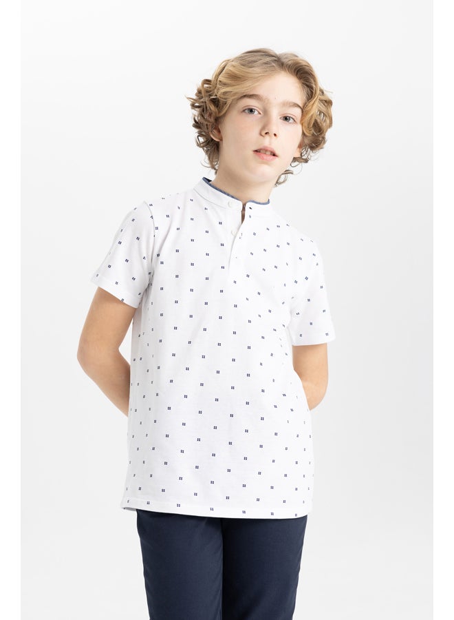 DeFacto Boy Regular Fit Gadart Neck Knitted Short Sleeve Polo T-Shirt - Image 1