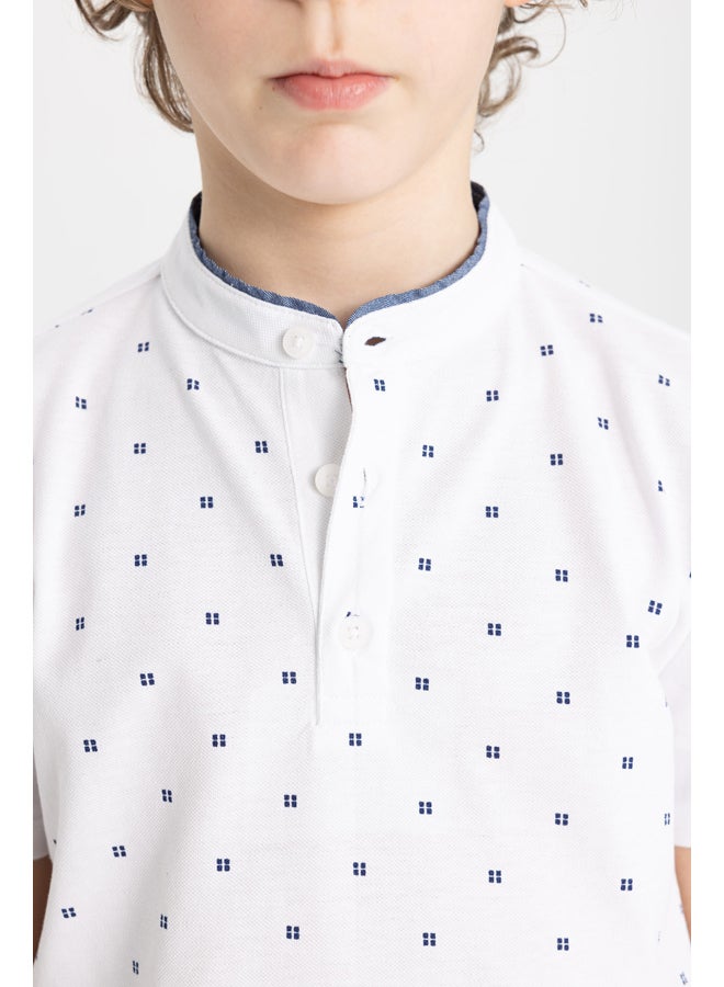 DeFacto Boy Regular Fit Gadart Neck Knitted Short Sleeve Polo T-Shirt - Image 4