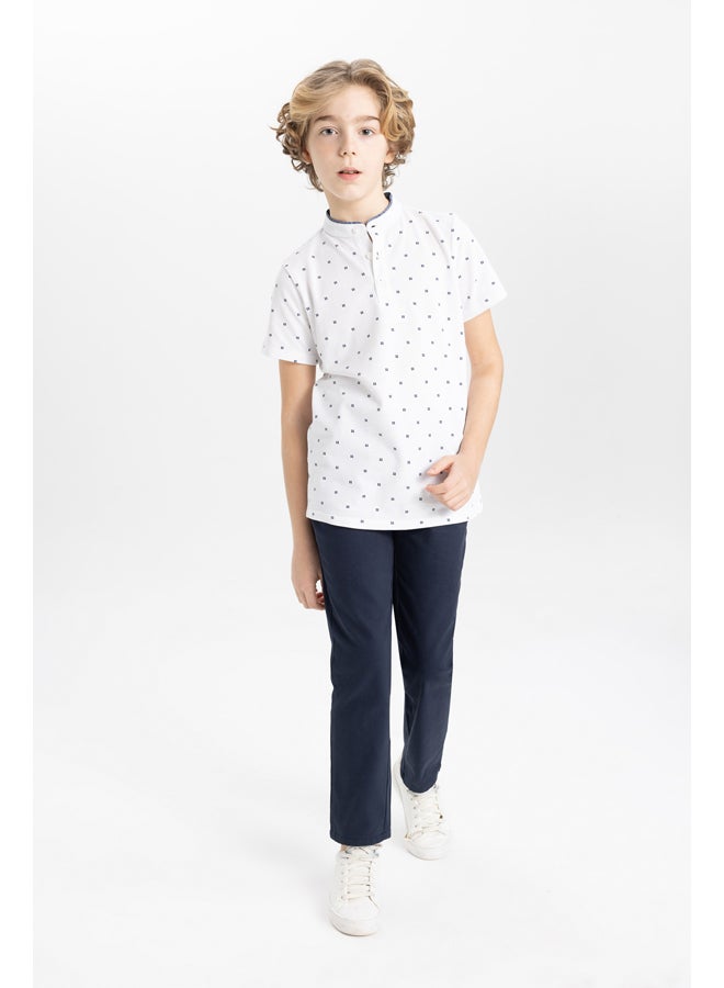 DeFacto Boy Regular Fit Gadart Neck Knitted Short Sleeve Polo T-Shirt - Image 3