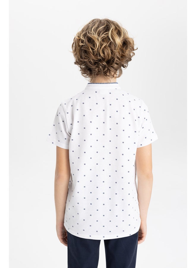 DeFacto Boy Regular Fit Gadart Neck Knitted Short Sleeve Polo T-Shirt - Image 2