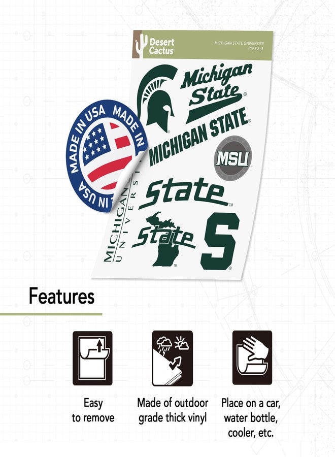 Desert Cactus Michigan State University Sticker Michigan State Spartans Vinyl Decal Laptop Water Bottle Car Scrapbook Sheet (Type 2-3) - Image 5