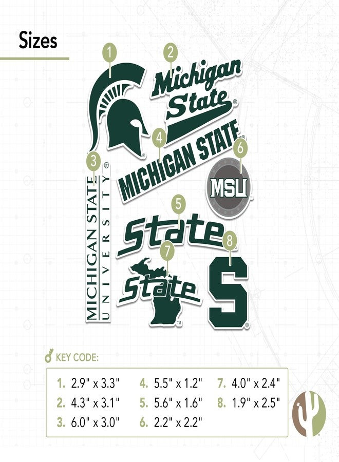 Desert Cactus Michigan State University Sticker Michigan State Spartans Vinyl Decal Laptop Water Bottle Car Scrapbook Sheet (Type 2-3) - Image 4