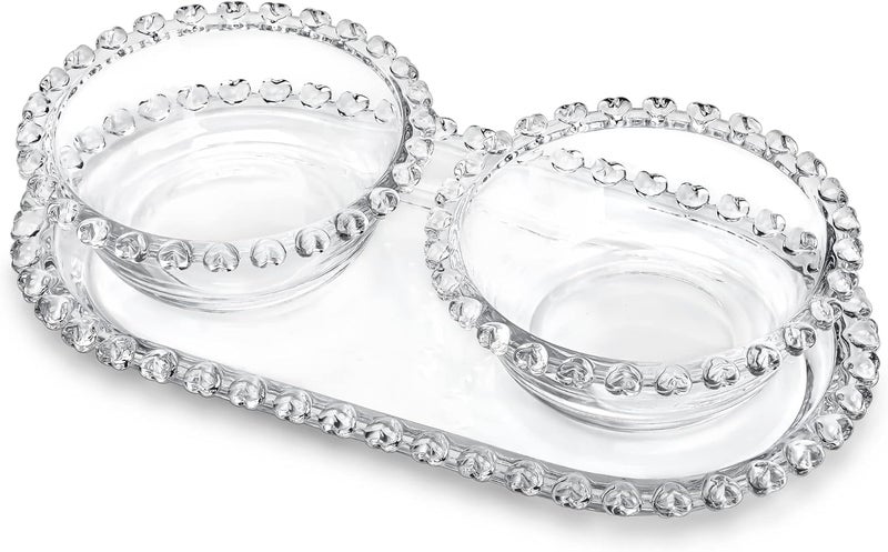 RAGYULA Glass Serving Tray with 2 BowlsElegant Versatile Serveware for Snacks Sweets and Small DishesFoodSafe LeadFree Serving Piece for Cheese Crackers Fruits and Appetizers Platter - Image 4