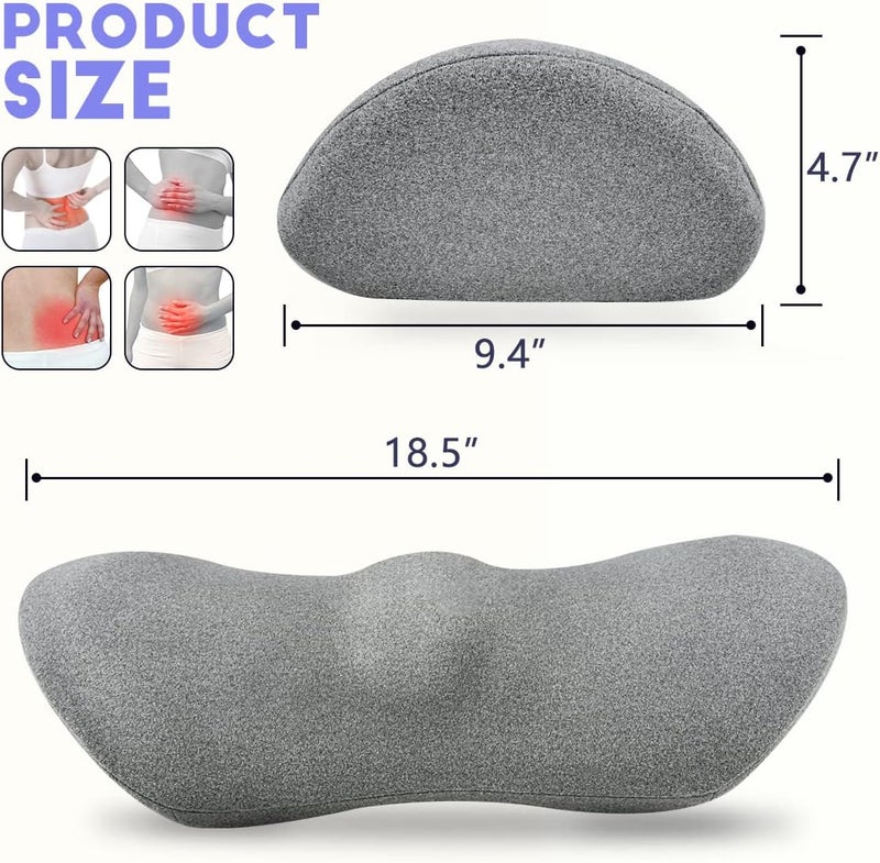 kasney Lumbar Support Pillow, Lumbar Pillow for Low Back Pain Relief, Ergonomic Memory Foam Lumbar Pillow, Breathable & Detachable & Washable, Comfy Back Pillow for Office Chairs, Car Seats (Dk Grey, Cotton) - Image 4