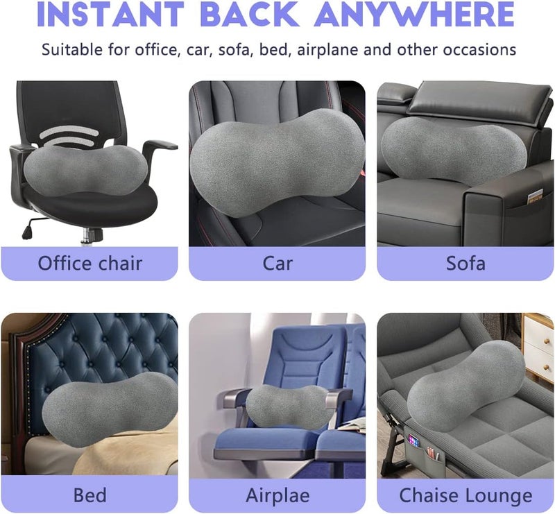 kasney Lumbar Support Pillow, Lumbar Pillow for Low Back Pain Relief, Ergonomic Memory Foam Lumbar Pillow, Breathable & Detachable & Washable, Comfy Back Pillow for Office Chairs, Car Seats (Dk Grey, Cotton) - Image 5