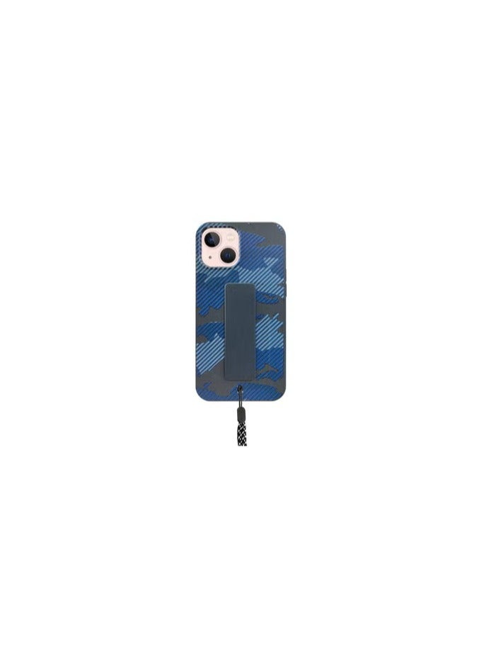 CATANES iPhone 13 Hybrid Anti Drop Case with Hand Grip and Lanyard Strap Camouflage Marine Blue - Image 2