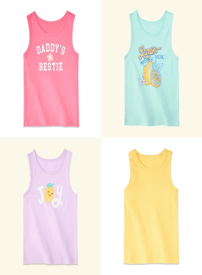 Garanimals Baby & Toddler Girl Icons Tank Tees - Kid's Sleeveless Tank Top - Size 6T - Light Blue, Yellow, Purple, White, Pink - 5 Pack - Image 5