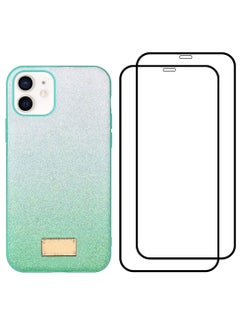 iPhone 12 Case Cover and 2 Screen Protectors Luxury Fashion Girl Shining Bling Glitter Sequin mobile phone case Gradient Green - pzsku/ZE666FD388A83B94F2E52Z/45/_/1691226608/1b2f3e41-641d-4ede-be0a-3698bd144f07