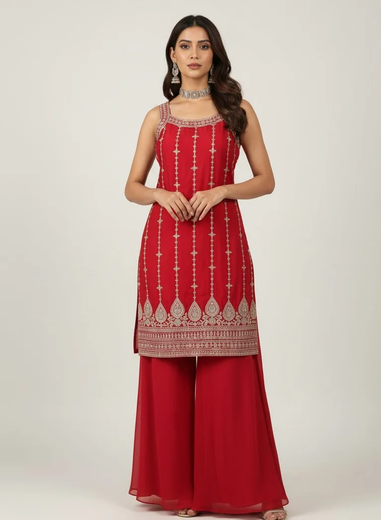 Lehar Red Plazzo Suit