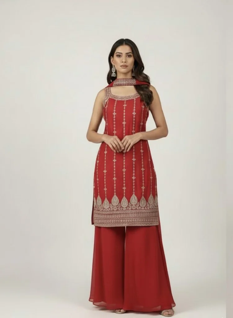 Lehar Red Plazzo Suit