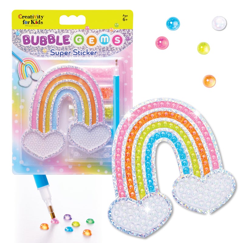 Creativity for Kids Bubble Gem Super Sticker: Rainbow, Diamond Art Kits for Kids, Mini Craft Kit and Easter Basket Stuffers for Girls, Window Art Craft Kits for Girls (Ages 6+) - Image 1