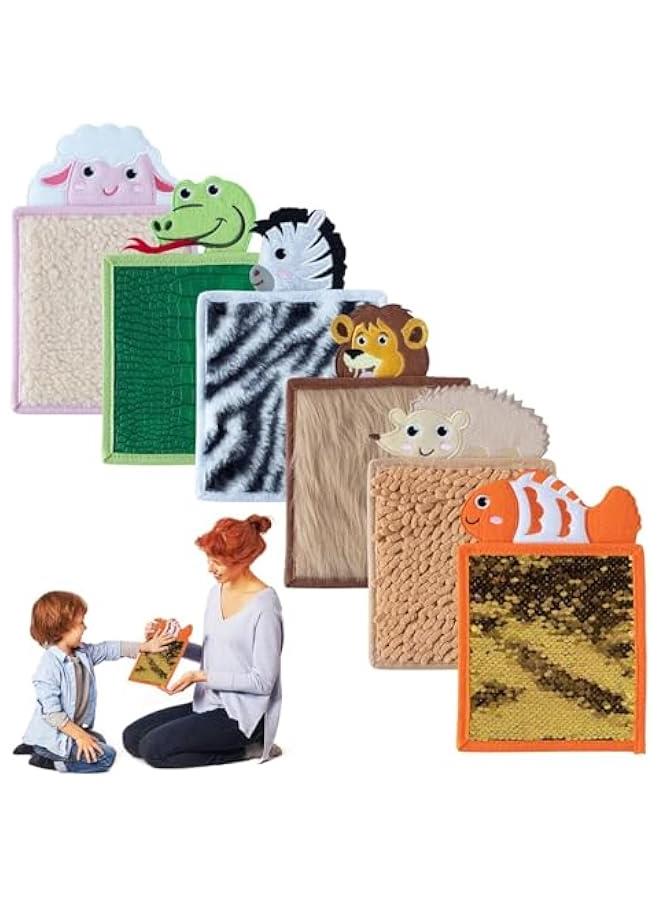 MIXDE Sensory Mats for Kids, Sensory Toys for Tactile Play, Kids Floor Tiles Disorder Toys, Assorted Textured Play Mats, Animal Theme Mini Sensory Tiles (6 Pcs) - Image 1