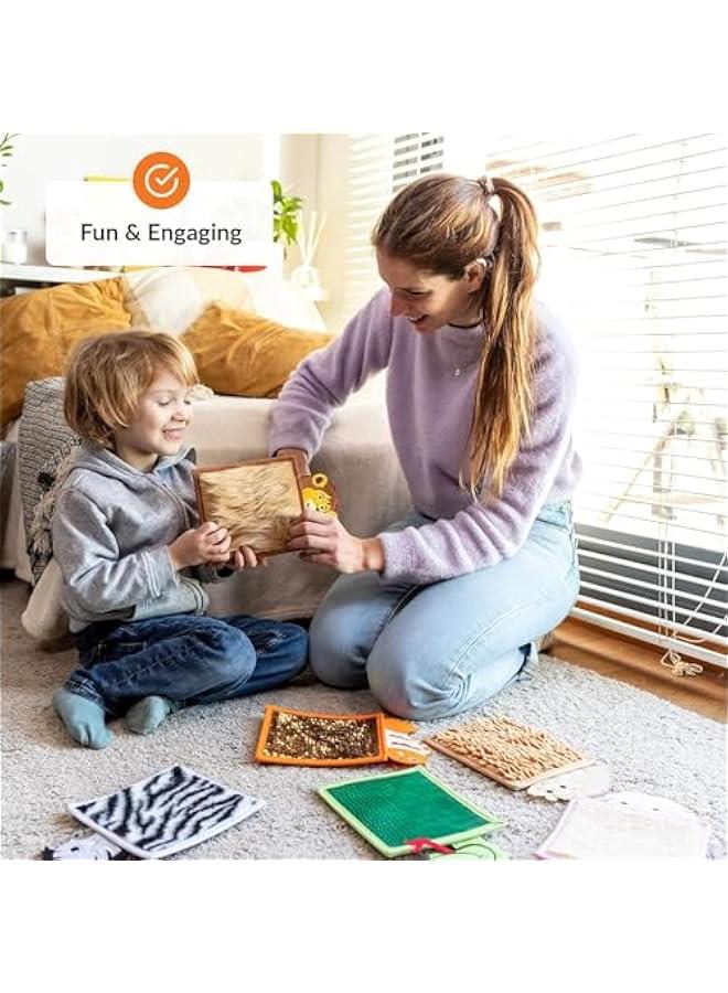 MIXDE Sensory Mats for Kids, Sensory Toys for Tactile Play, Kids Floor Tiles Disorder Toys, Assorted Textured Play Mats, Animal Theme Mini Sensory Tiles (6 Pcs) - Image 2