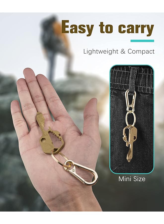 KASTWAVE Multifunction Tool Keychain Multitool 24 In 1 Key Tool Portable Key Shaped Pocket Tools Hand Tools Repair Gadgets Ruler Bottle Opener Drill Drive Screwdriver Hex Wrench (Gold) - Image 4