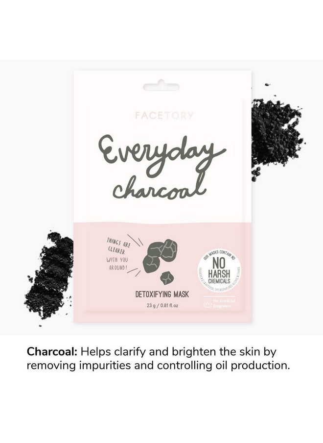 FACETORY FACETORY K Beauty Face Mask Skin Care - Everyday CHARCOAL Detoxifying Sheet Mask | Plant-Based Charcoal Face Mask (10 Pack)  - Image 3