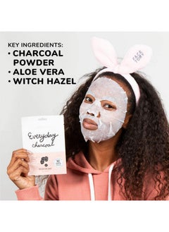FACETORY FACETORY K Beauty Face Mask Skin Care - Everyday CHARCOAL Detoxifying Sheet Mask | Plant-Based Charcoal Face Mask (10 Pack)  - Image 2