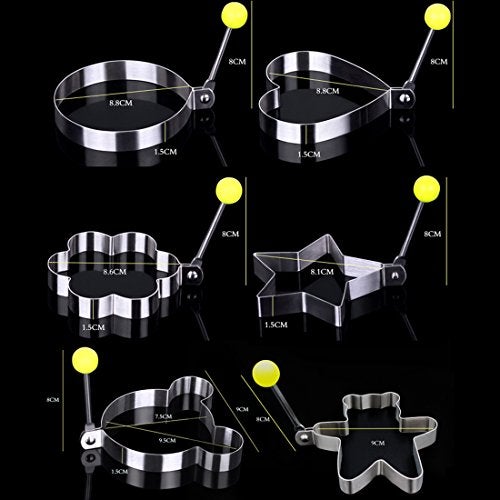 Slomg 8pcs Set Fried Egg Rings Molds Non Stick for Griddle Pan, Egg Shaper Pancake Maker with Handle, Stainless Steel Egg Form for Frying Cooking - Image 4