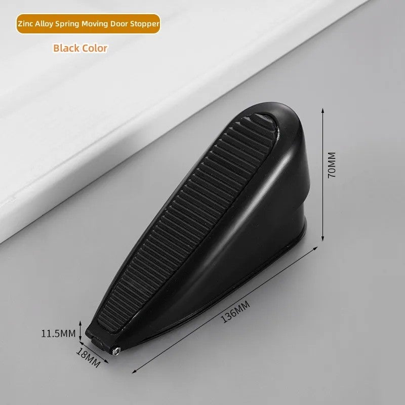 Bluejw Modern Non-Collision Spring Door Stopper - Punch-Free Door Wedge Holder, Non-Slip Thickened Black Rubber, Windproof Moving Door Stops-Tools - Image 1