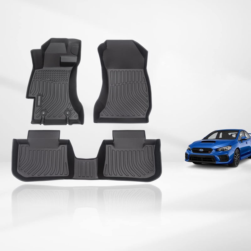 KELCSEECS Floor Mats Custom for Subaru WRX WRX STi 2021 2020 2019 2018 2016 2015 All Weather Protection TPE Heavy Duty NonSlip Floor Liners Fits Front 2nd Row Full Set Accessories Black - Image 3