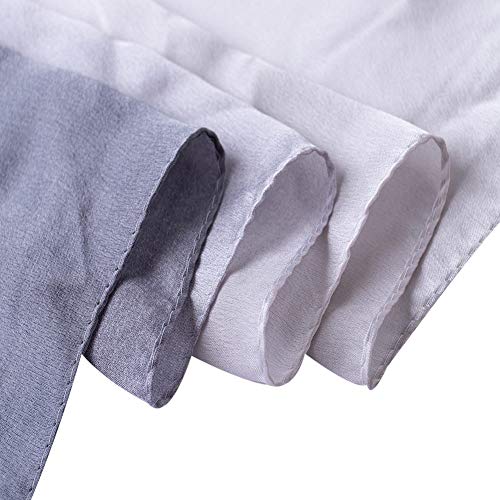 CYZLANN Women's Scarves 100% Silk Long Lightweight Scarfs for women(grey white) - Image 4