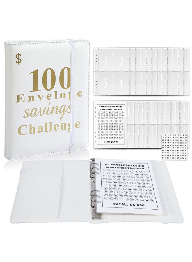 HONGYANG Envelopechallenge Loose-leaf Notebook 100 Days Money Saving Book Challenge Cash Saving Book - Image 1