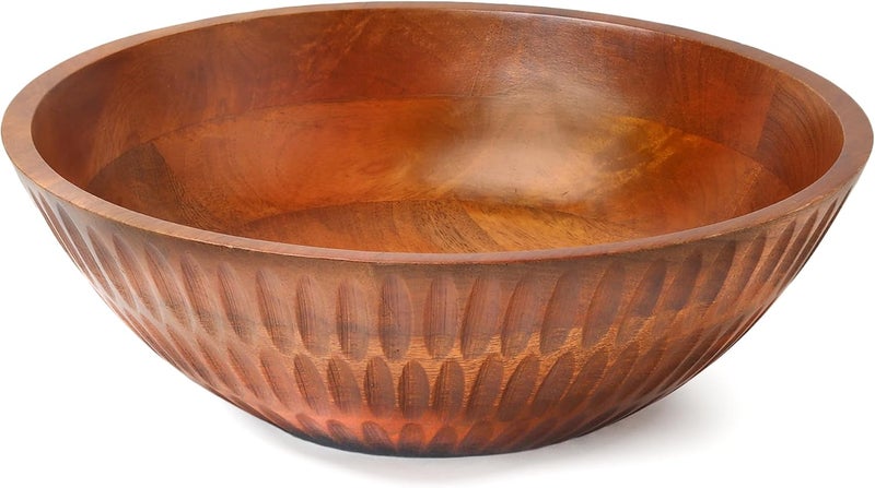 LAVAUK Acacia wood centerpiece bowl, wooden bwol for fruit - Image 1