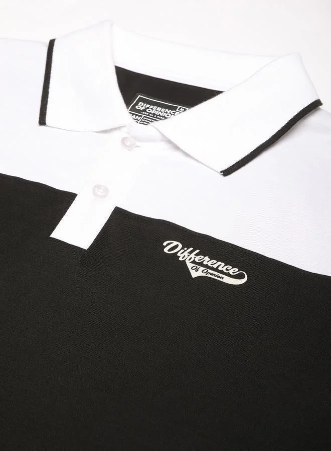 ديفيرينس أوف أوبينيون تيشيرت بولو بنمط كتل الالوان وقصة عادية للرجال